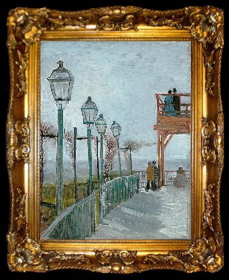 framed  Vincent Van Gogh Terrace and Observation Deck at the Moulin de Blute-Fin, Montmartre, ta009-2